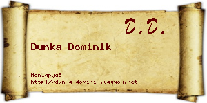 Dunka Dominik névjegykártya